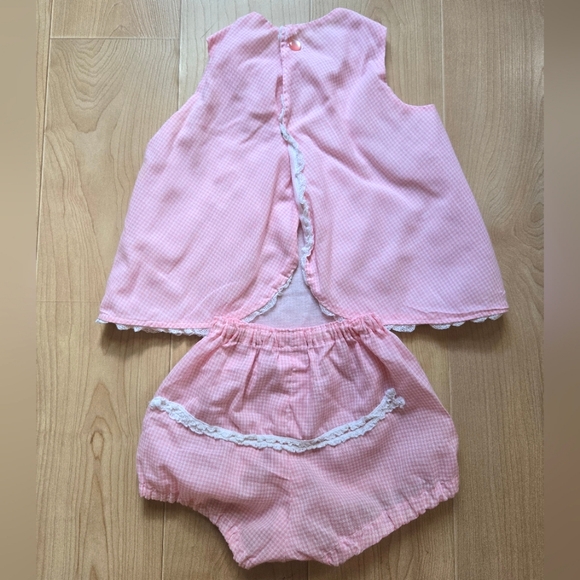 Vintage 2-piece pink gingham summer set - Picture 2 of 5